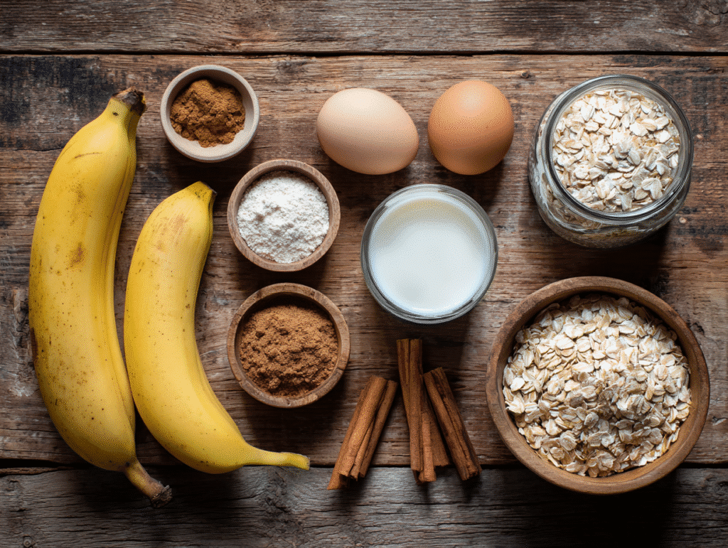 ingredients for low-sugar banana oat muffins