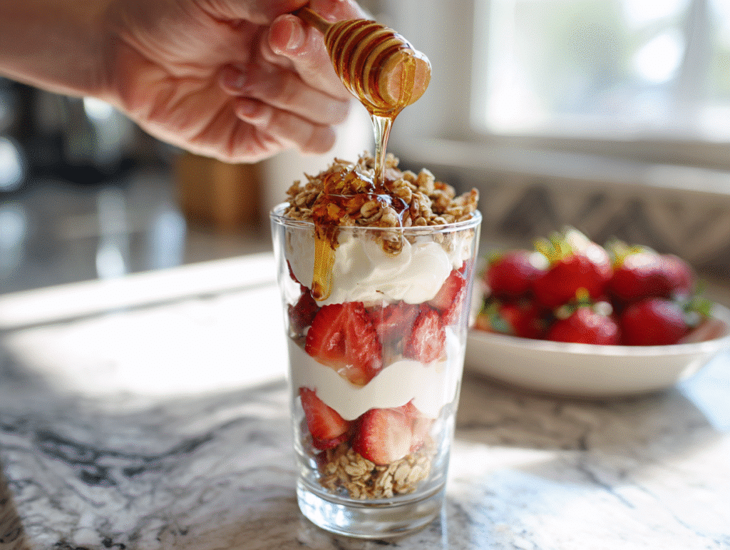 preparing low-sugar yogurt parfait step by step