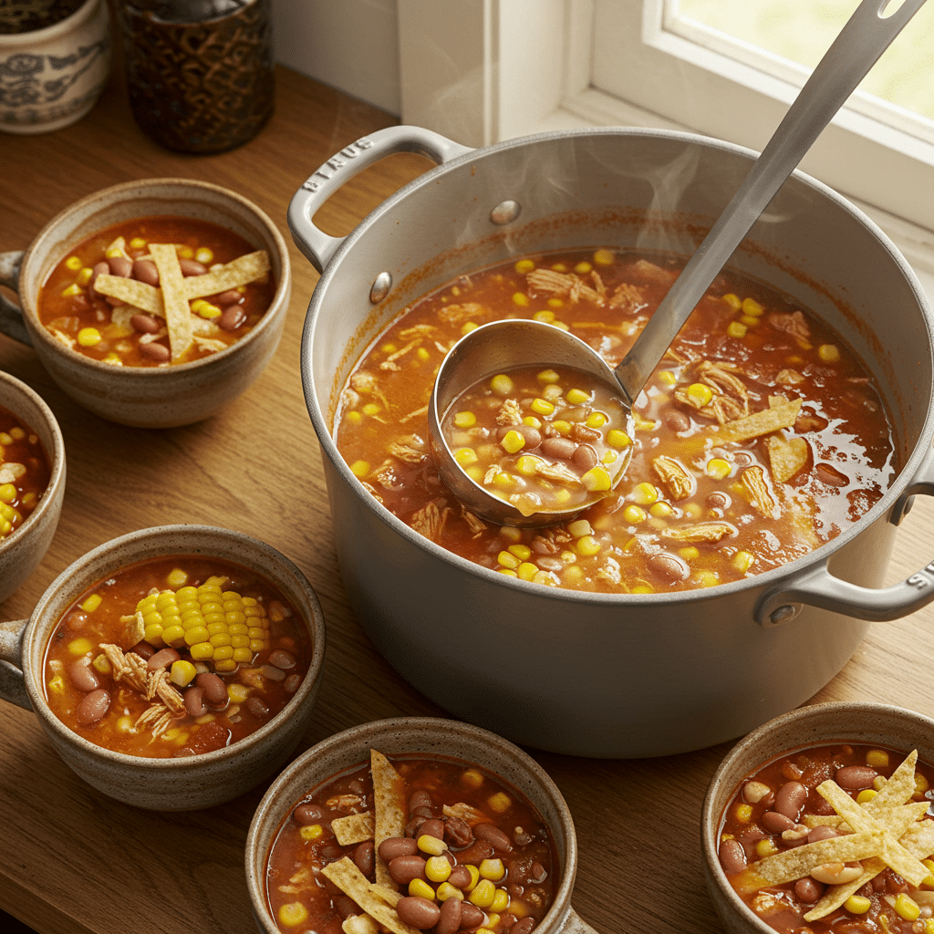 Quick prep ingredients for tortilla soup