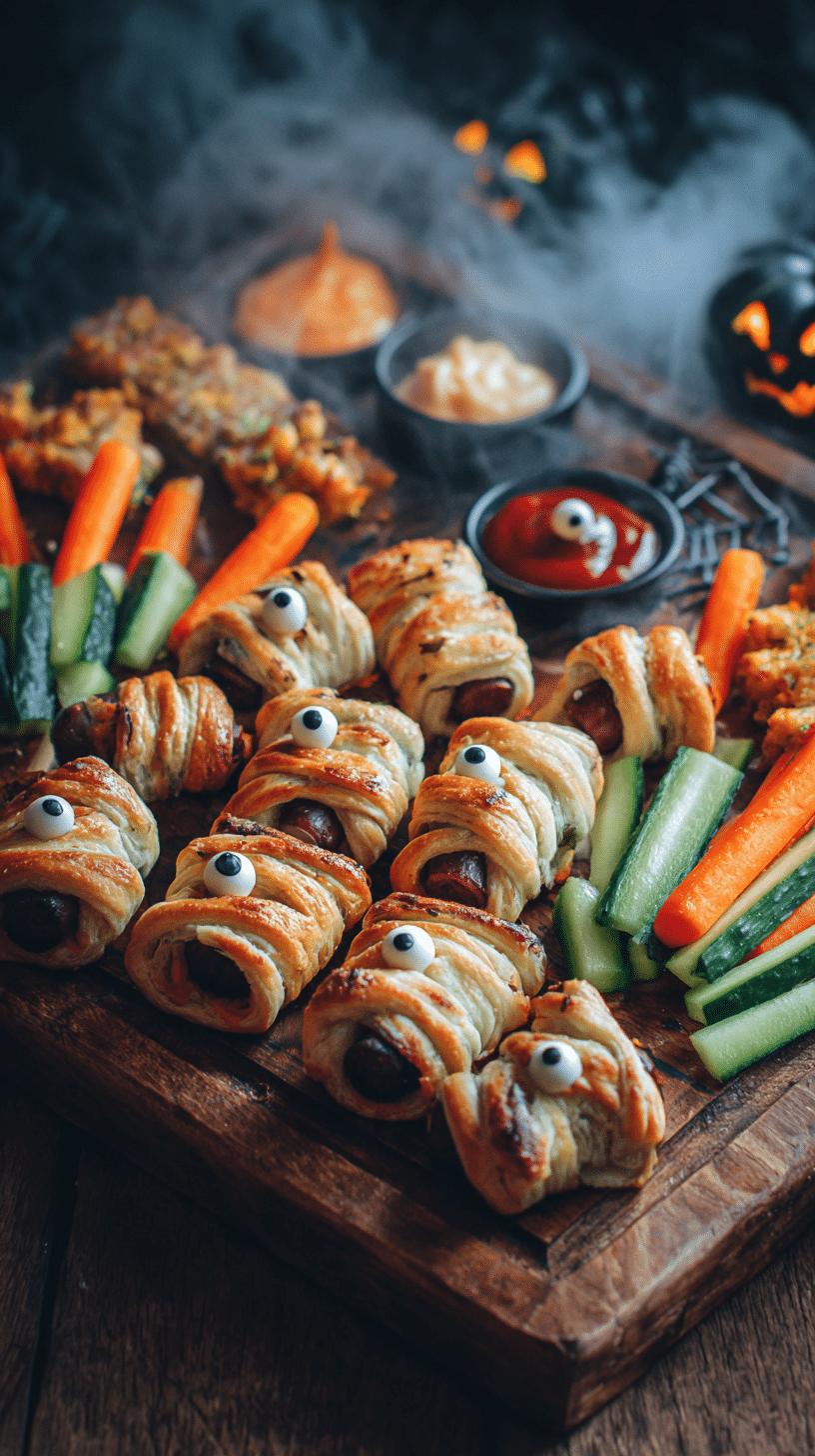 Festive Spooky Party Bites served on a Halloween platter – fun Halloween Food for Party