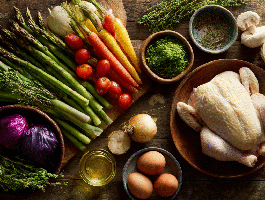 Ingredients for one-pan quick dinner ideas