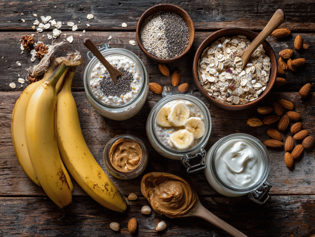 Healthy and Quick Breakfast Recipes ingredients overnight oats