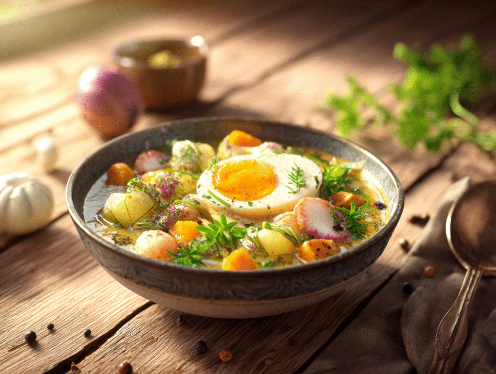 Served low-carb lunch bowl ready to eat