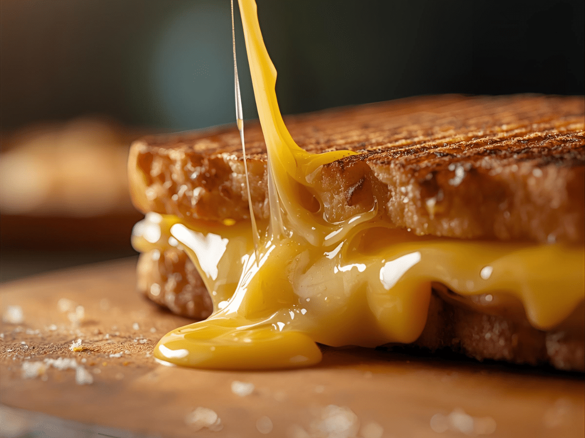 Ultimate grilled cheese sandwich with perfectly melted cheese on sourdough, crisp golden crust​