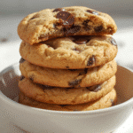 Alt text: Freshly baked Gluten-Free Cookies stacked on a light surface.