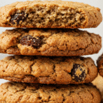 Chewy oatmeal raisin cookie with bite mark