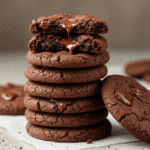 Double chocolate cookie with gooey chocolate inside