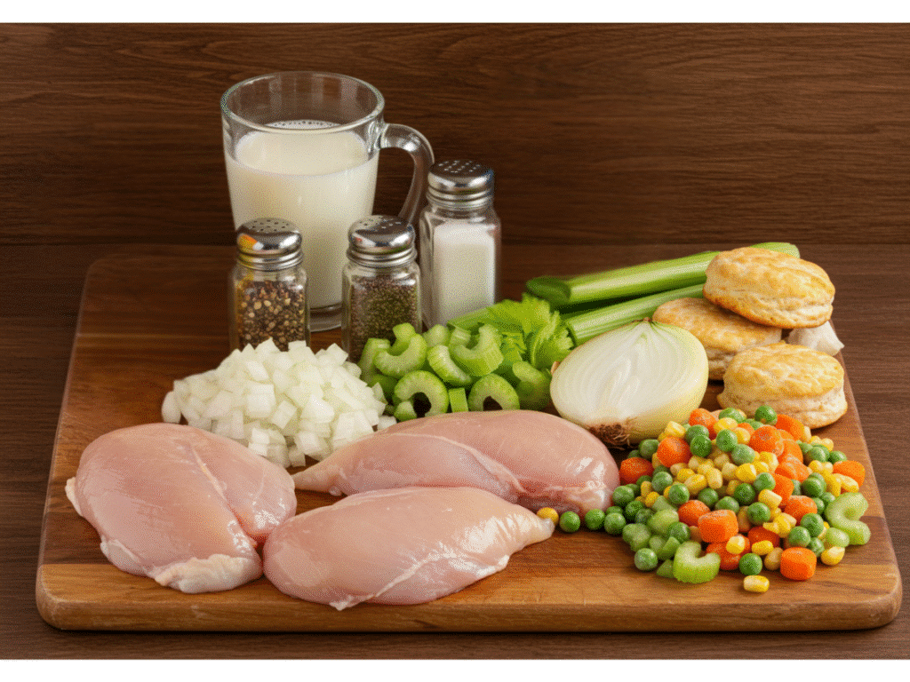 Chicken Pot Pie Crockpot:  chicken pot pie ingredients.