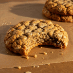 Maple oatmeal cookie broken to show soft interior