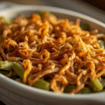 Best green bean casserole with silky sauce and crispy onions for the holidays.