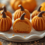 Close-up of pumpkin puree, cream cheese, white chocolate chips, graham crackers, and pumpkin pie spices on wooden surface