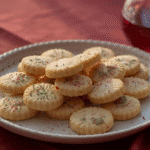 Three shapes of Old Fashioned Spritz Cookies with sprinkles.