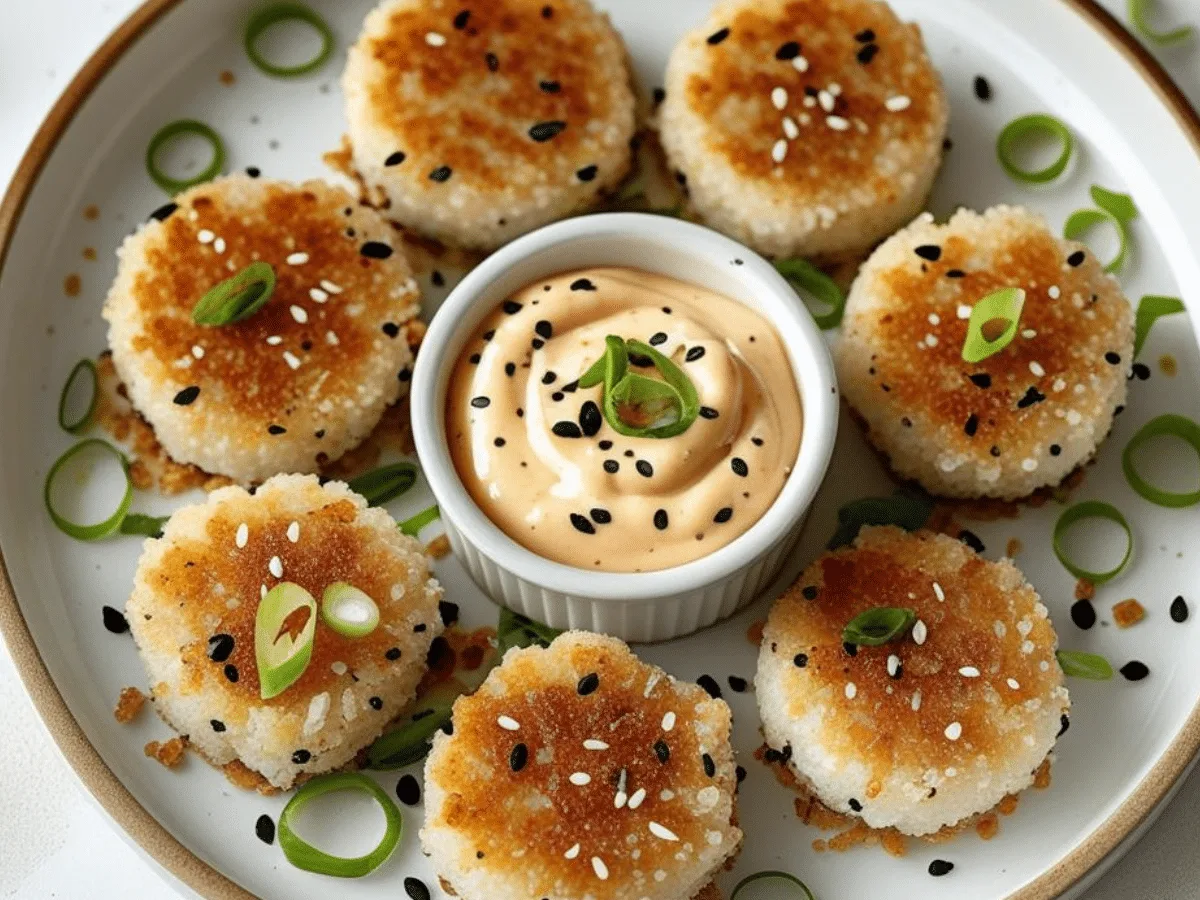 Crispy Asian-style tuna cakes with spicy mayo.