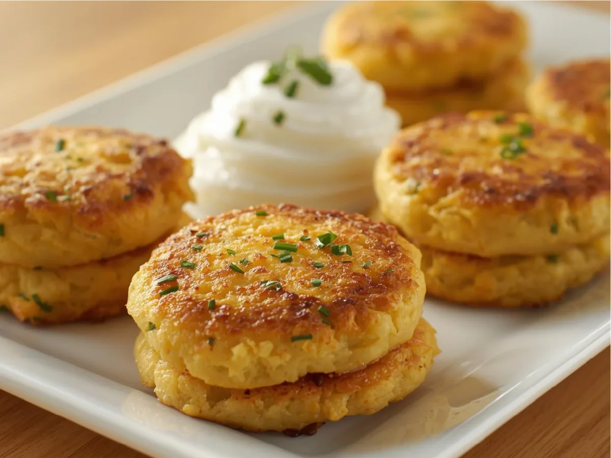 Crispy Mashed Potato Cakes plate.