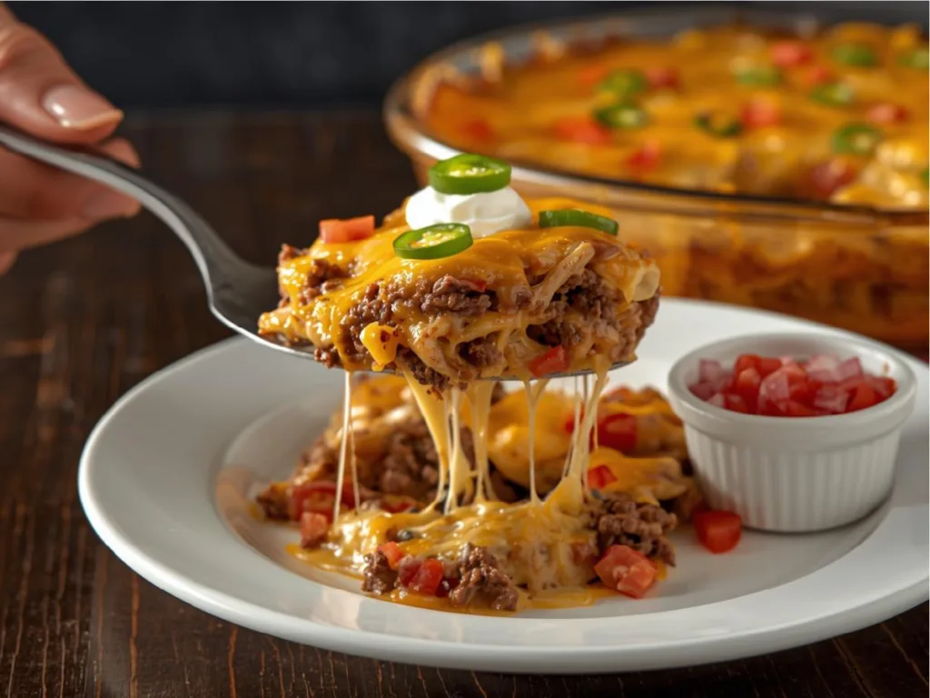 Ground beef Cattle Drive Casserole;