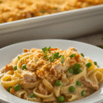 Overhead view of Tuna Casserole.