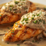 Preparation of Chicken Mushroom Recipes with fresh herbs and butter.