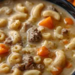 One Pot Beef and Macaroni Soup.