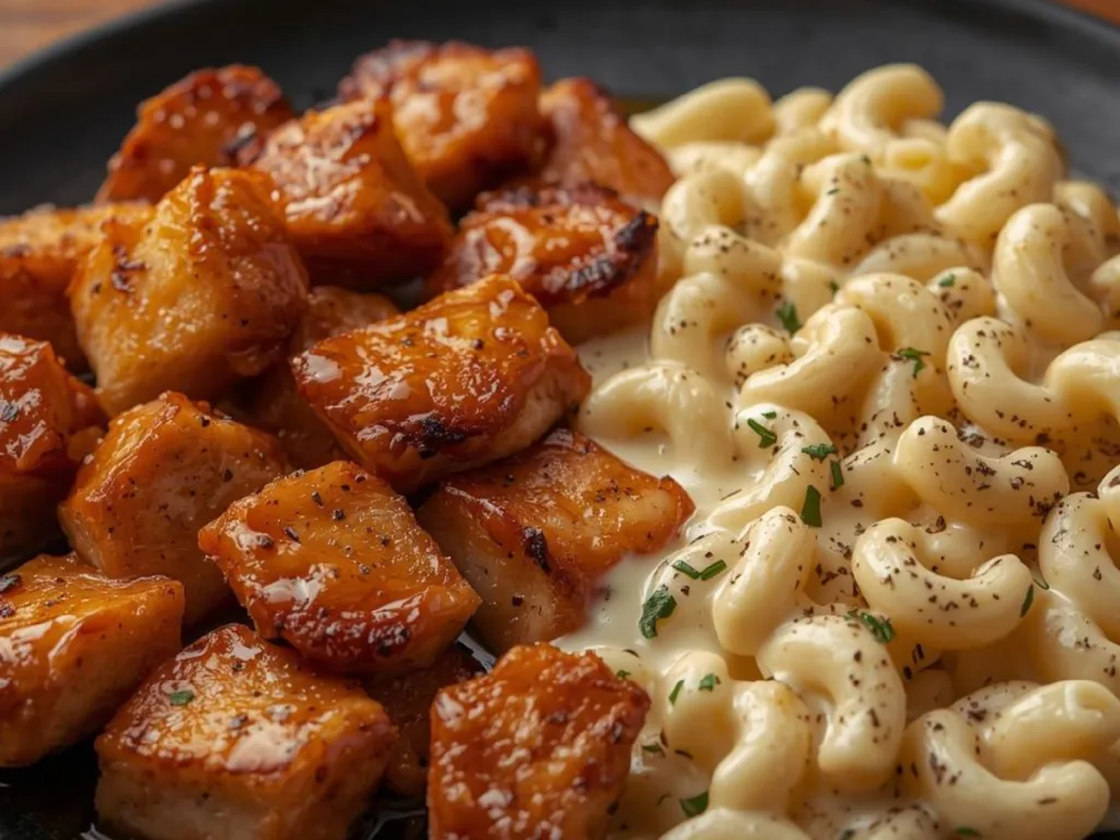 Honey Pepper Chicken Mac Cheese dinner