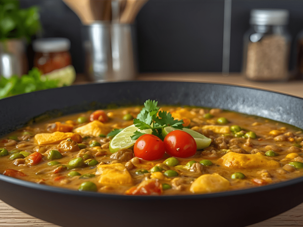 Vegan Gluten Free coconut lentil curry close-up.