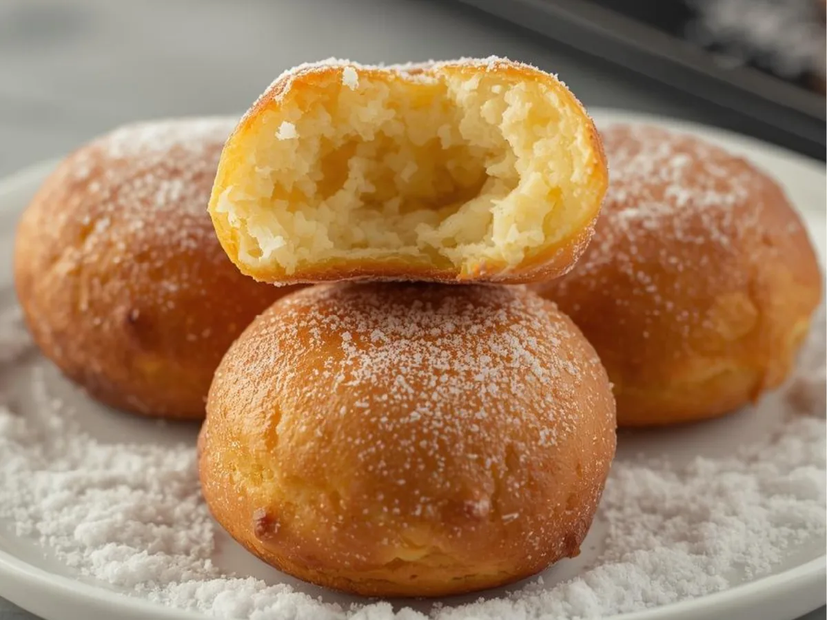Authentic Hawaiian Malasadas sugar-coated Portuguese donuts on a cooling rack.