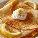 Low-carb lemon crêpes with lemon zest.