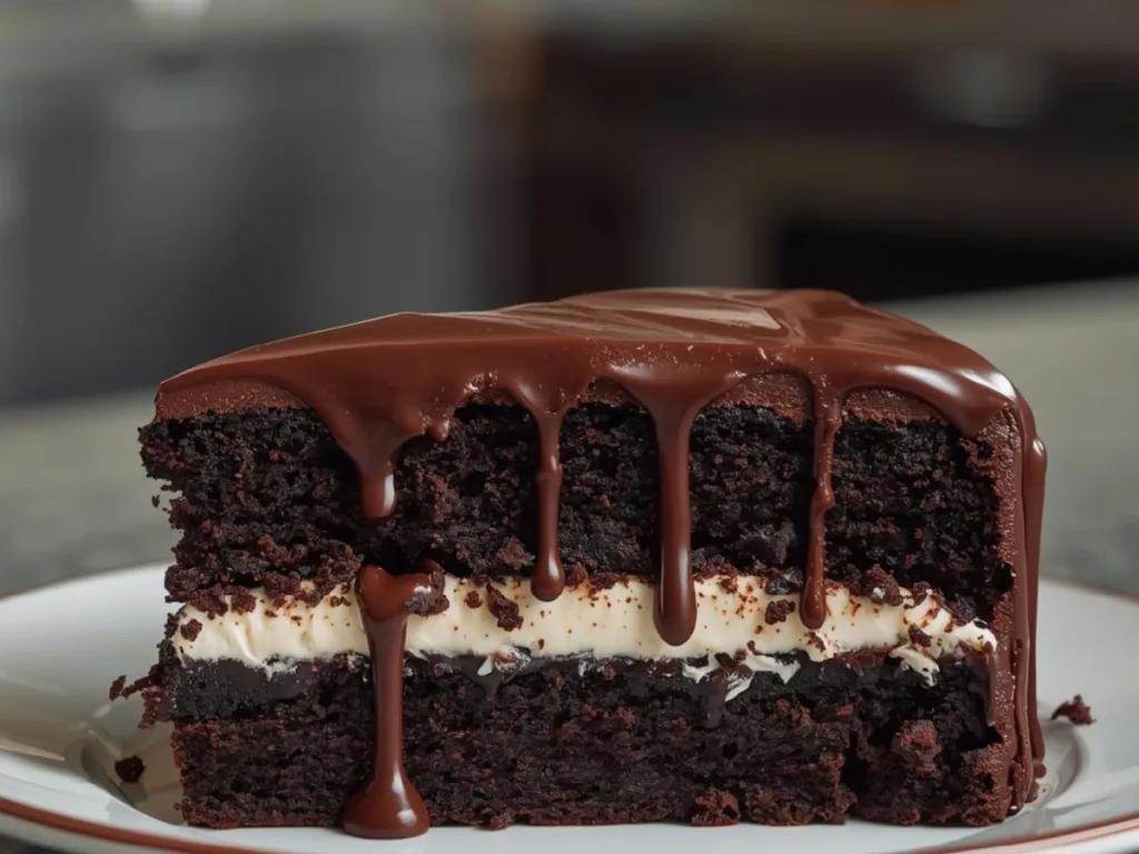 Homemade Ding Dong Cake with rich ganache.