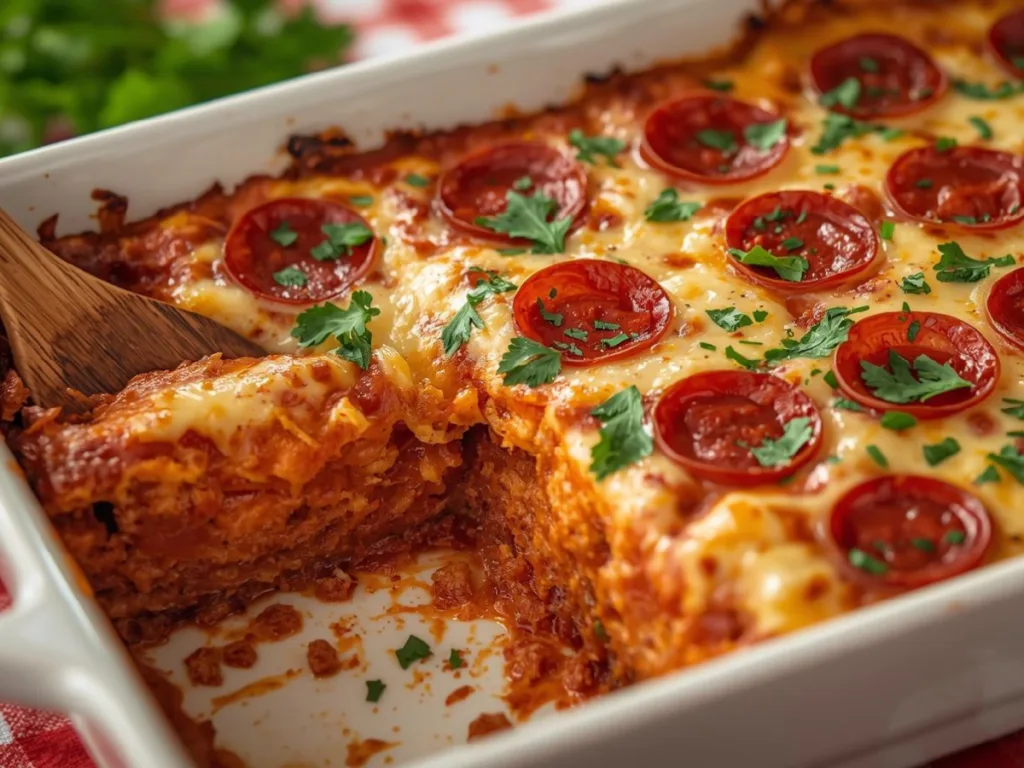 Cheesy Biscuit Pizza Casserole