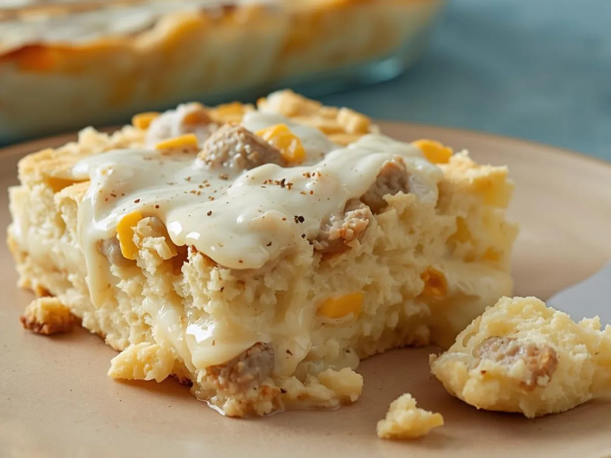 Biscuits and Gravy Breakfast Casserole