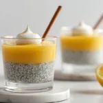 Lemon Curd Chia Pudding in a glass.
