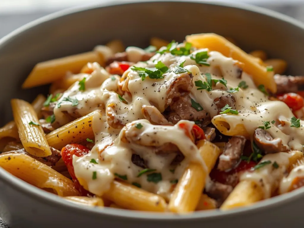 Philly Cheesesteak Pasta Feature