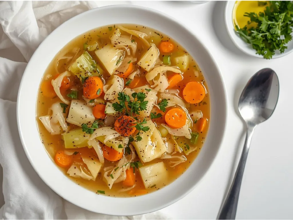 Hearty Cabbage Detox Soup bowl.