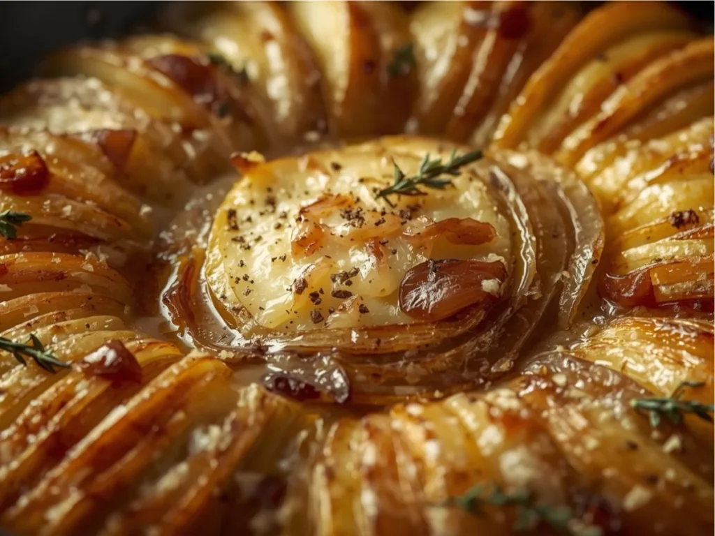 Cheesy French Onion Potatoes with herbs