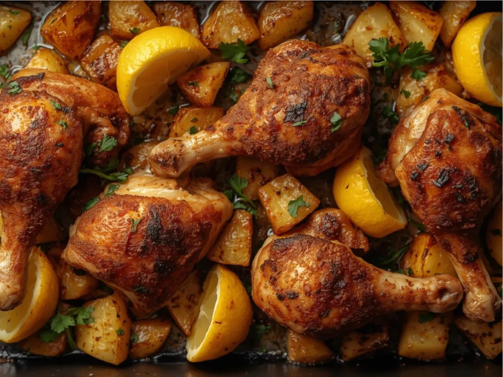 One pan Honey Harissa Chicken with roasted veggies.
