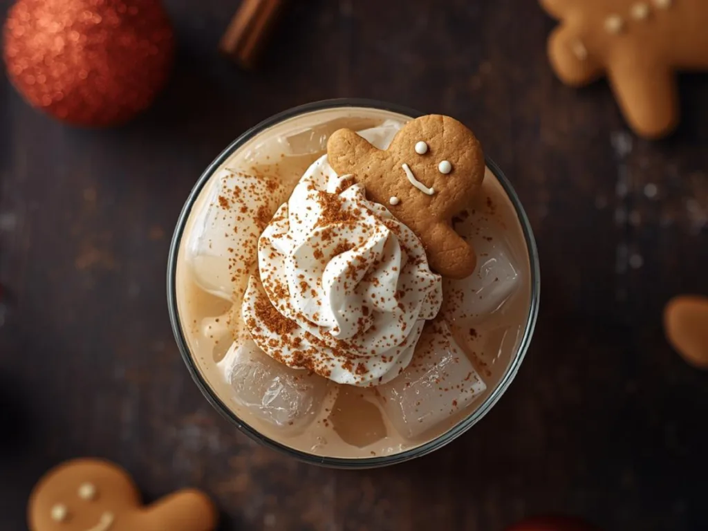 Creamy Iced Gingerbread Chai Tea Latte.