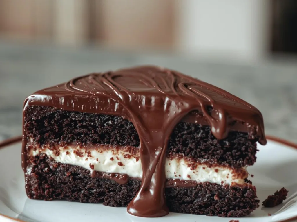 Chocolate Ding Dong Cake with silk filling.