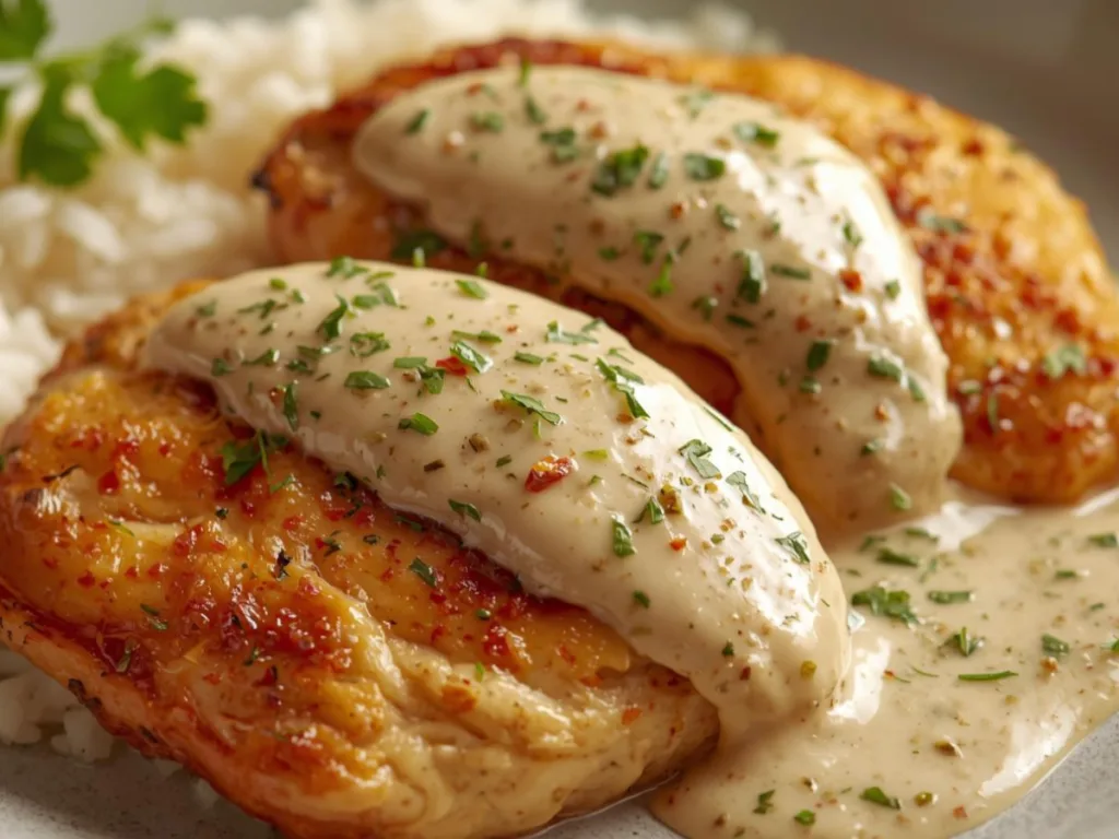 Creamy garlic herb chicken.