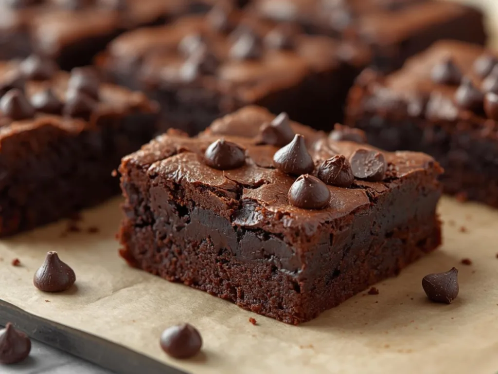 Sliced Fudgy Protein Brownies with sea salt.