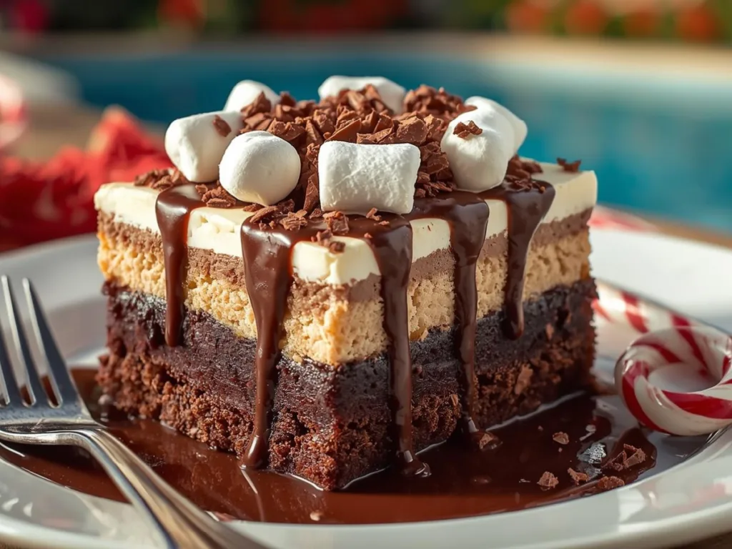 Hot Chocolate Poke Cake drizzle.