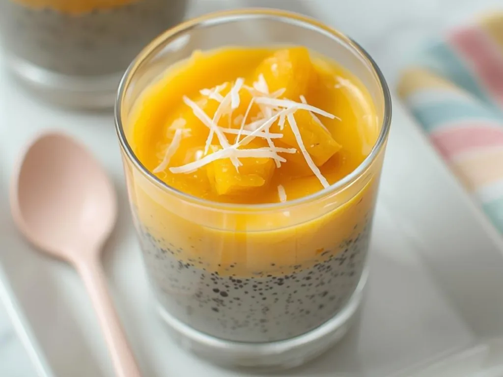 Layered Lemon Curd Chia Pudding jar.