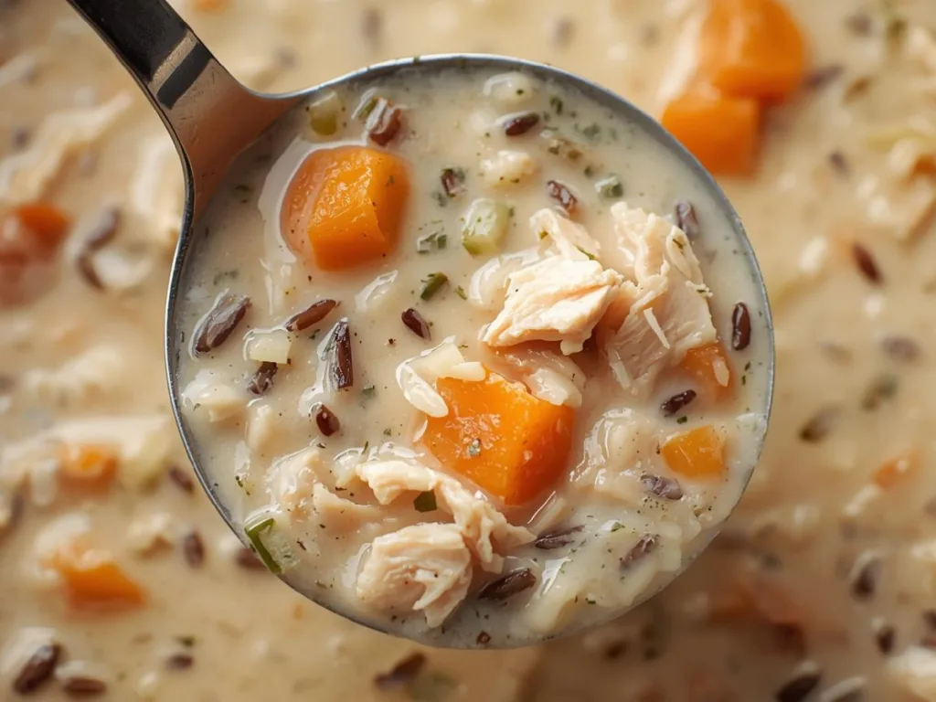 Creamy bowl of Chicken and Wild Rice Soup