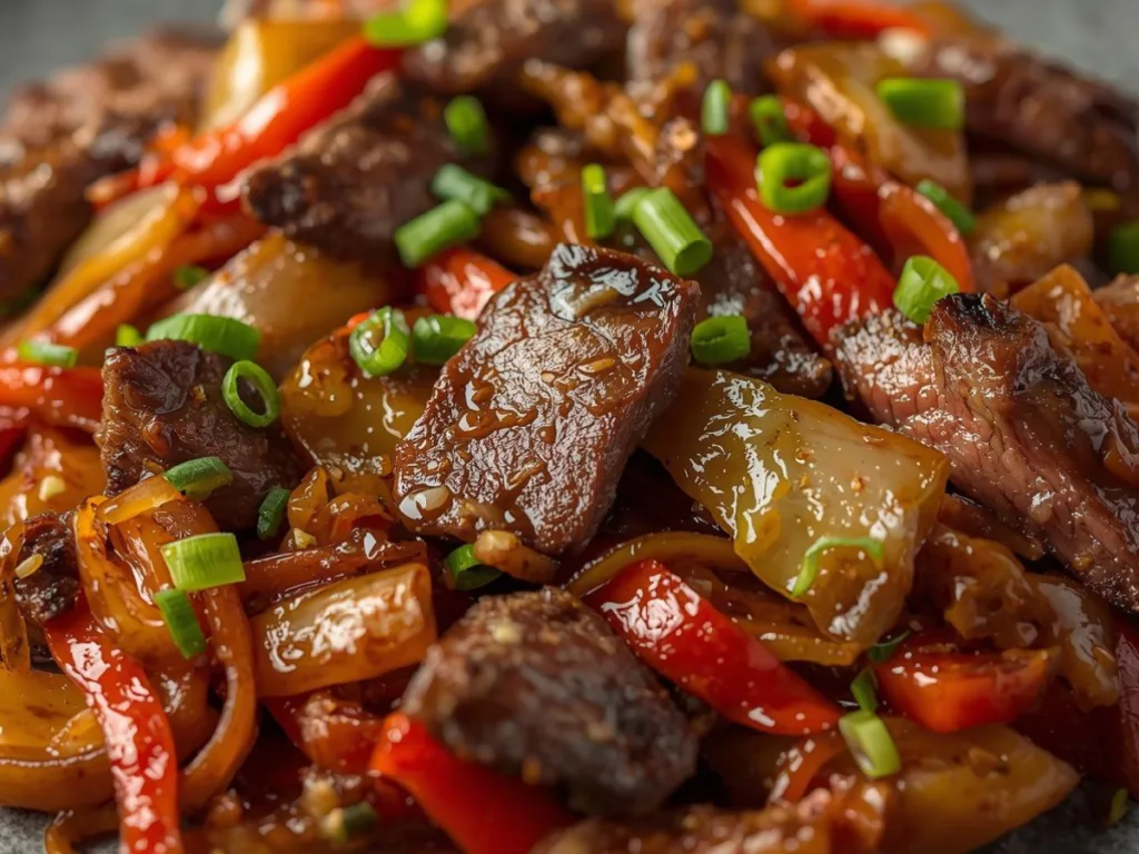 Ingredients for Pepper Steak with Bell Peppers and Onion