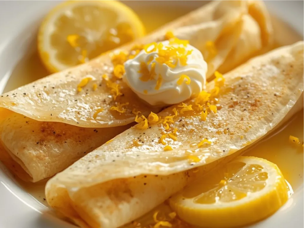 Delicate lemon flavored French crêpes.