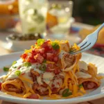 Jalapeño Popper Cheesy Chicken Enchiladas garnished with cilantro