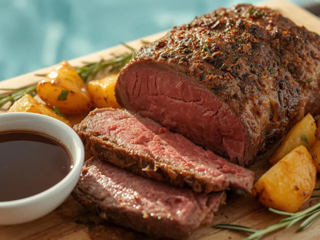 Garlic Butter Prime Rib with herbs.