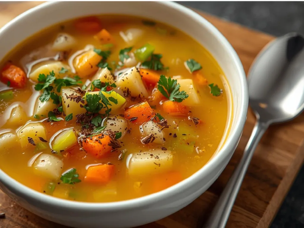 Healthy soup version of Amish Snow Day Soup in a slow cooker, a make ahead meal that freezes well.