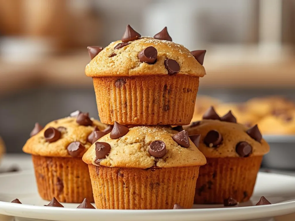 Banana Muffins with Chocolate Chips inside.