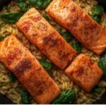 Mediterranean salmon orzo bowl with lemon