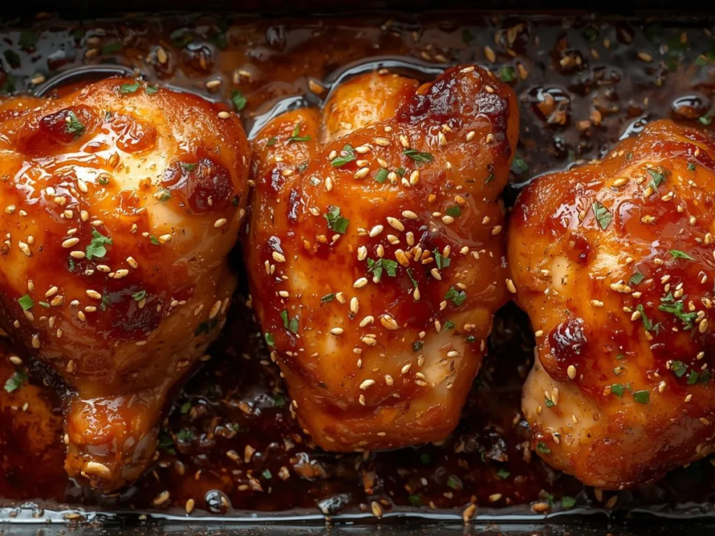 Easy Soy Garlic Chicken Thighs served over rice.