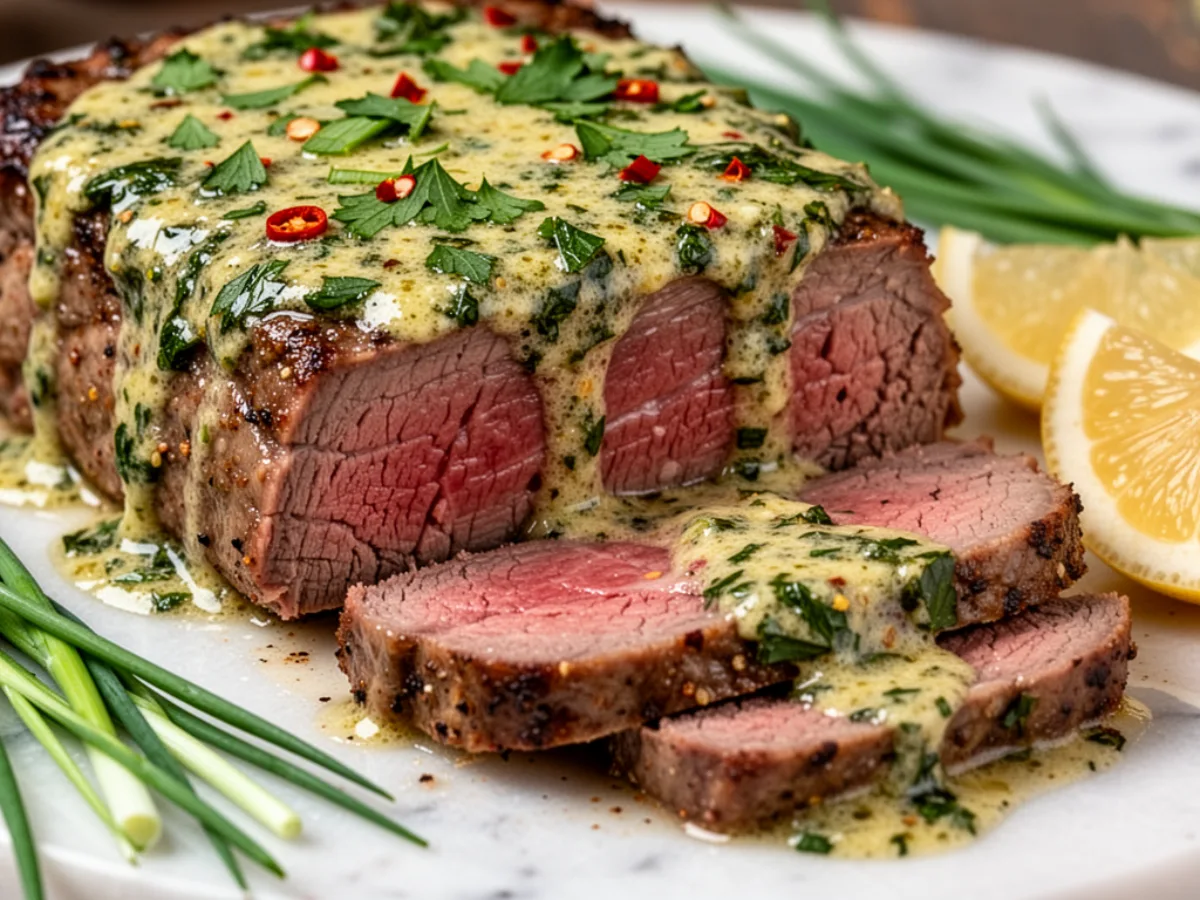 Sizzling Cowboy Butter Steak bites in a cast iron skillet, drenched in garlic herb butter with fresh parsley.